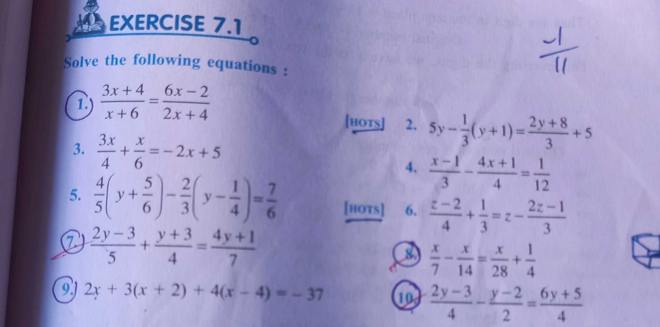 Solve the following equations : 1. $ | StudyX