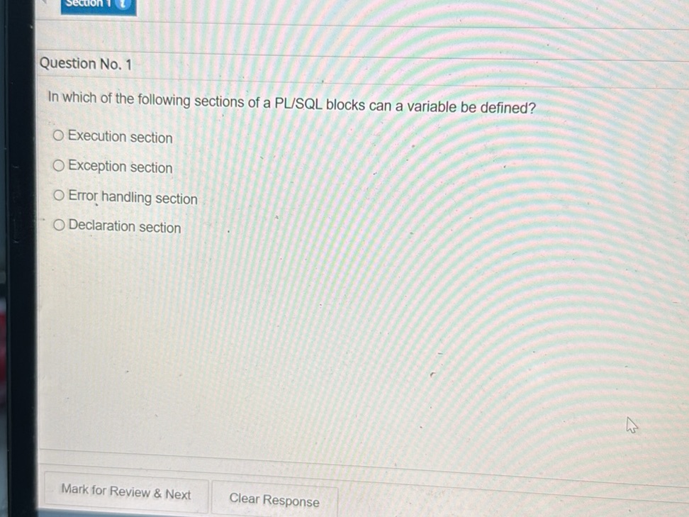 Question No. 1 In which of the following