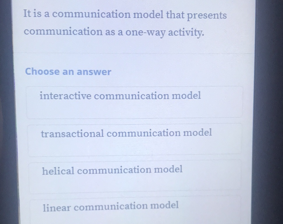It is a communication model that presents | StudyX