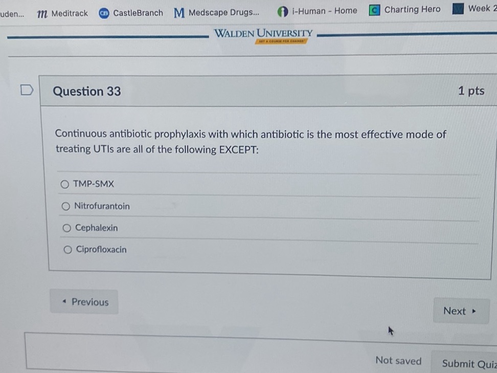 Question 33 Continuous antibiotic | StudyX