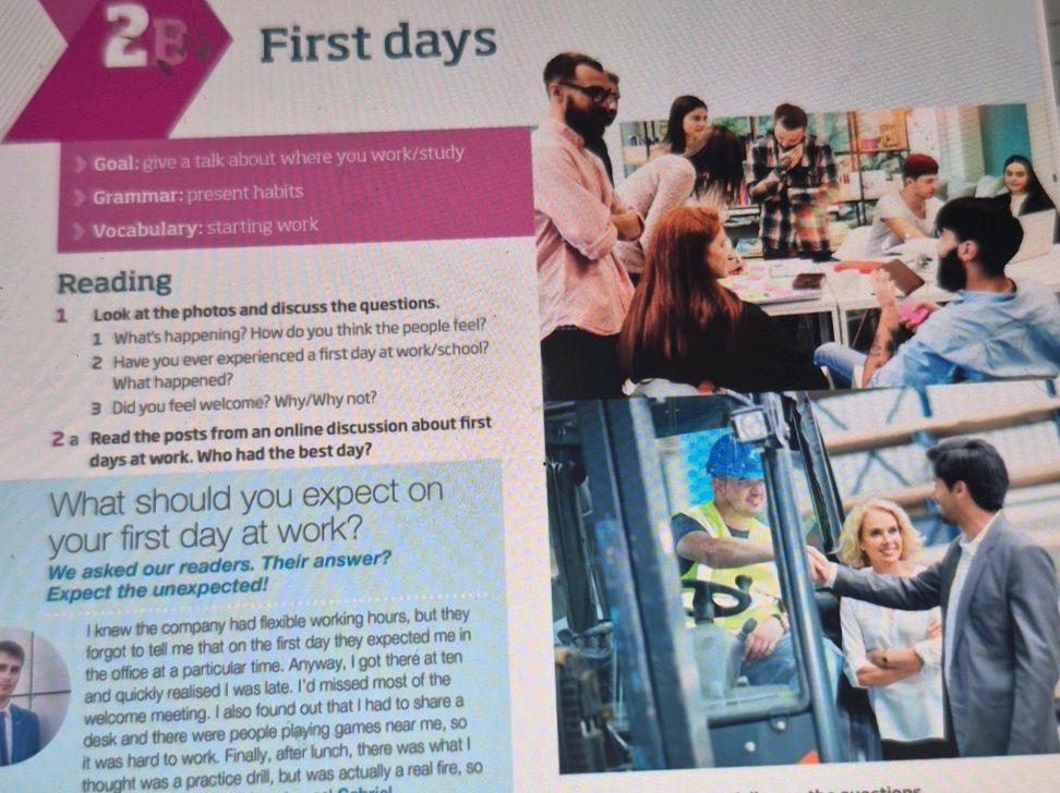 2B First days > Goal: give a talk about | StudyX