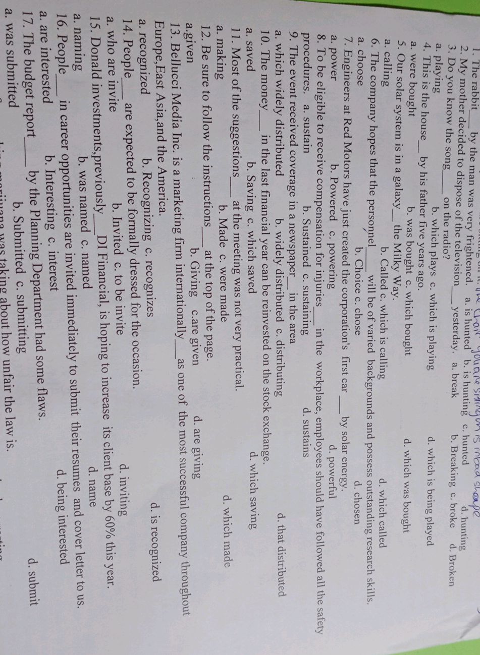 The rabbit by the man was very frightened. | StudyX