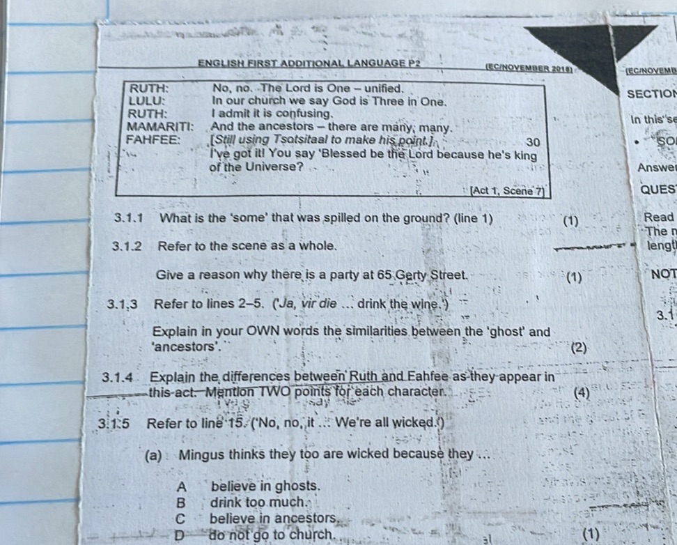 Fahfee Examples RUTH: LULU: RUTH: MAMARITI: FAHFEE: No, no.