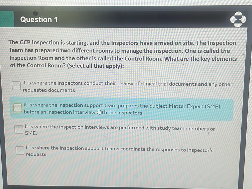 The GCP Inspection is starting, and the