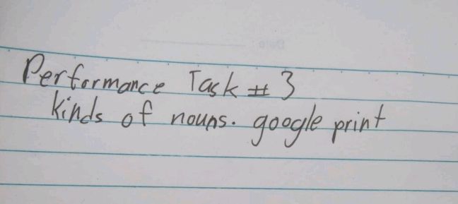 Performance Task # 3 Kinds of nouns. google