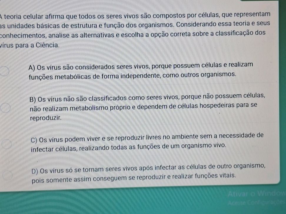 A teoria celular afirma que todos os seres | StudyX