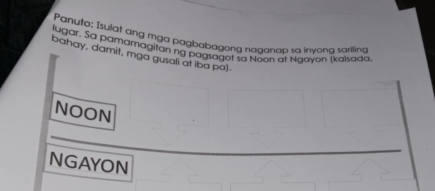 Naganap Examples Panuto: Isulat ang mga pagbabagong naganap | StudyX