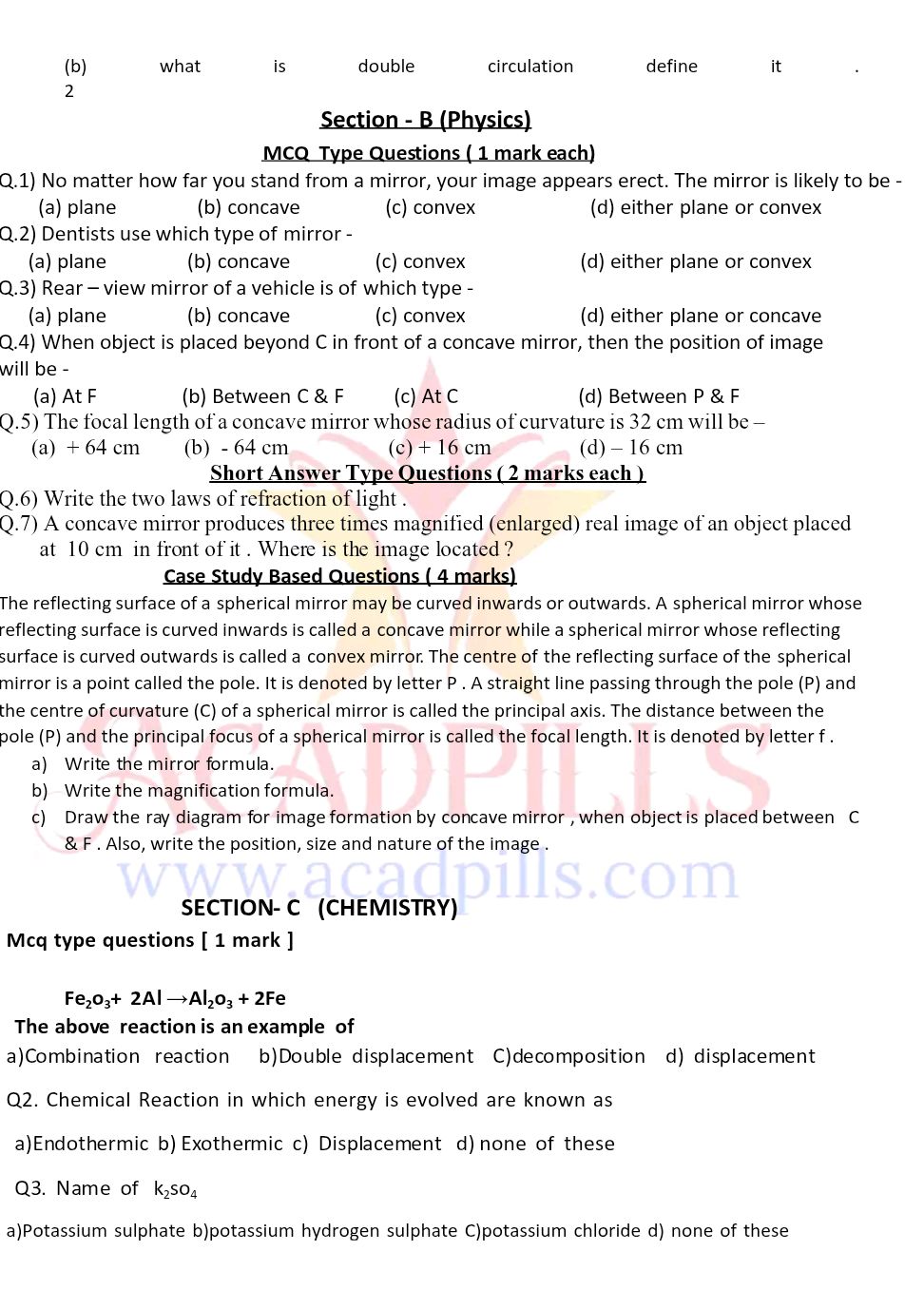 Section - B (Physics) MCQ Type Questions (1 | StudyX