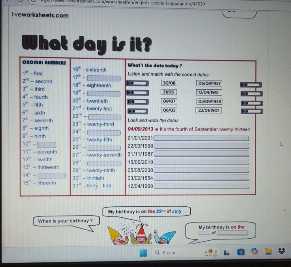 What day is it? ORDINAL NUMBERS 1st - first | StudyX