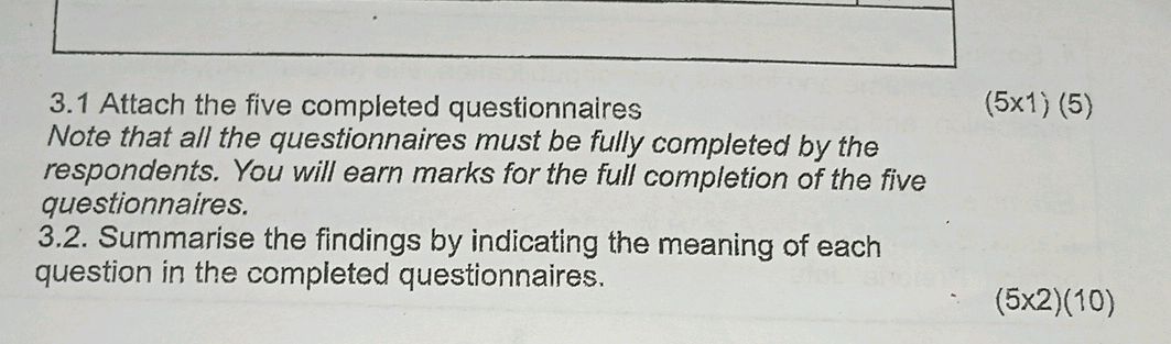 3.1 Attach the five completed questionnaires | StudyX