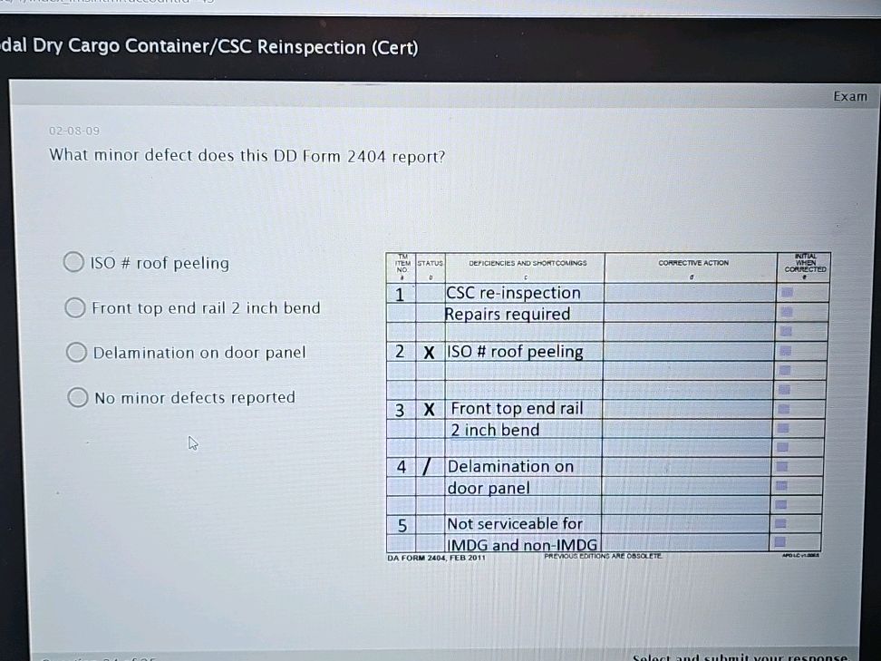 dal Dry Cargo Container/CSC Reinspection | StudyX