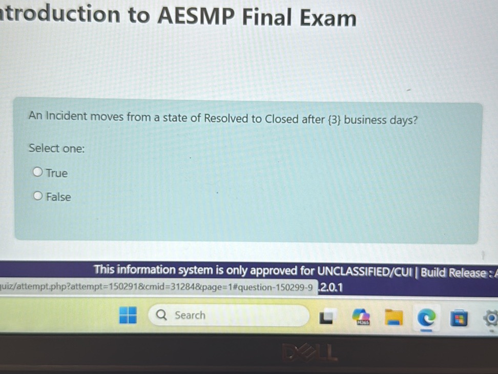 itroduction to AESMP Final Exam An Incident