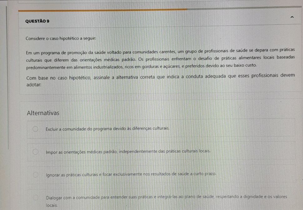 QUESTAO 9 Considere o caso hipotético a