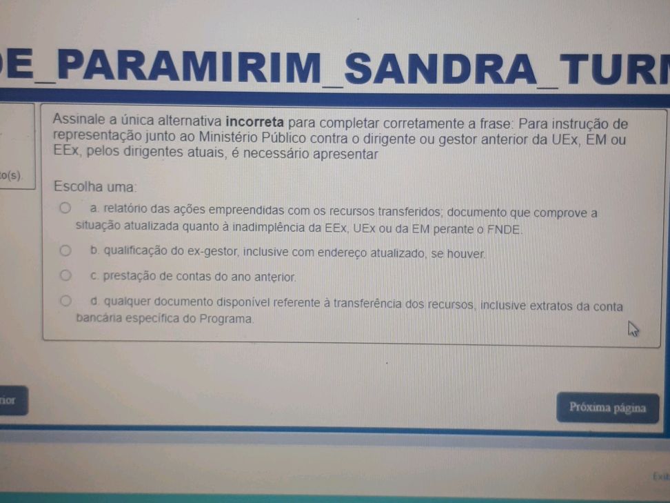 EPARAMIRIMSANDRA_TURI Assinale a única | StudyX