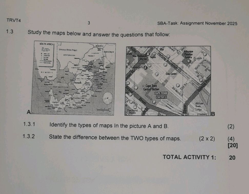 1.3 Study the maps below and answer the | StudyX