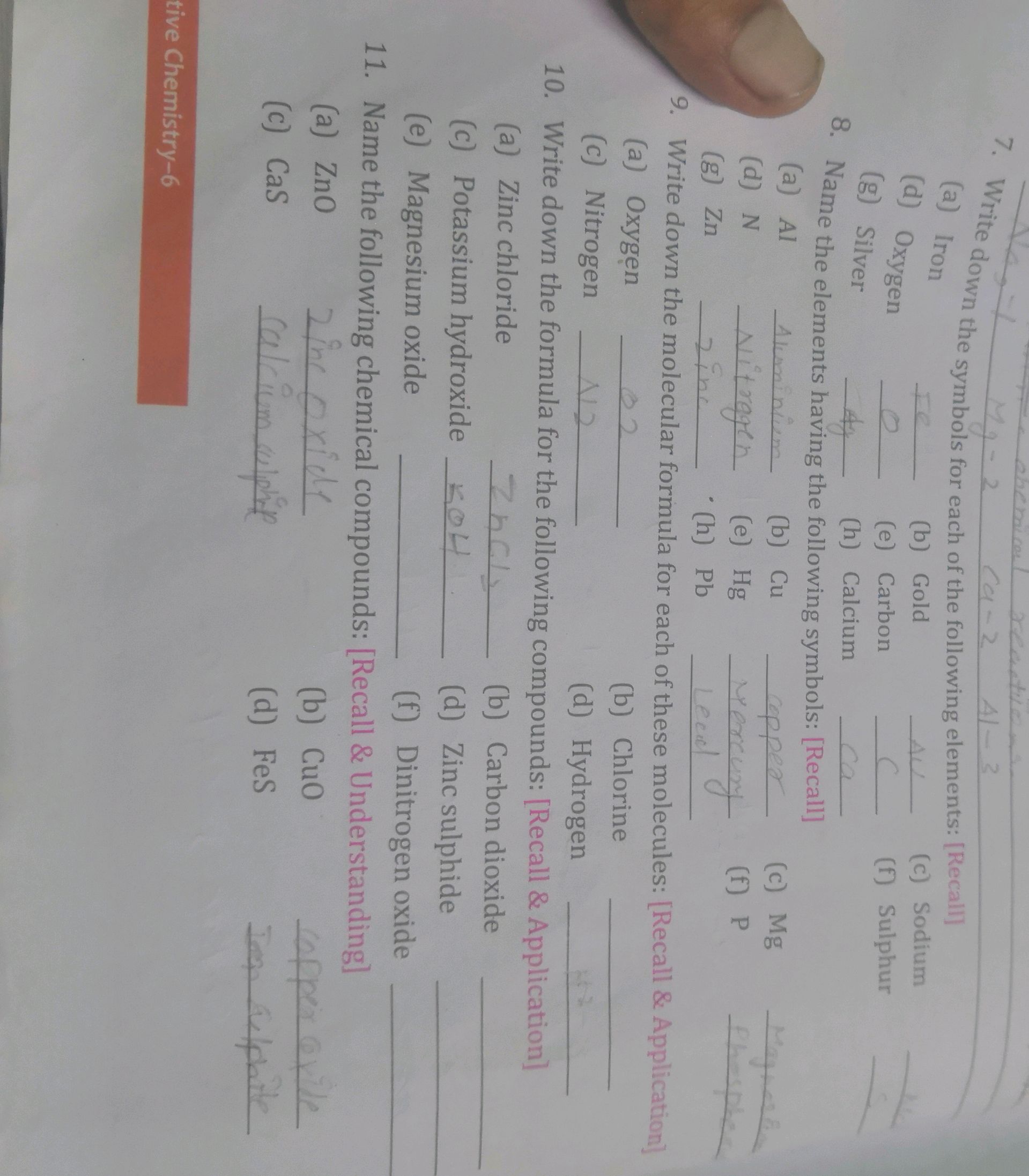 7. Write down the sym for each of the | StudyX