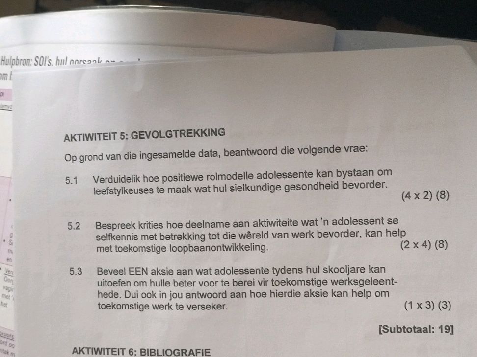Positiewe Rolmodelle AKTIWITEIT 5: GEVOLGTREKKING Op grond van