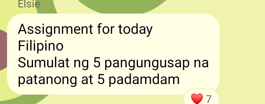 Assignment for today Filipino Sumulat ng 5 | StudyX