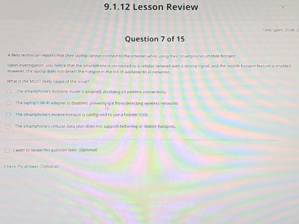 9.1.12 Lesson Review Time Spent 00:08:3