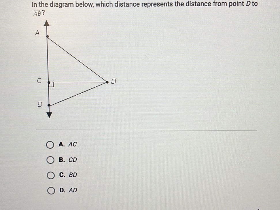 In the diagram below, which distance | StudyX