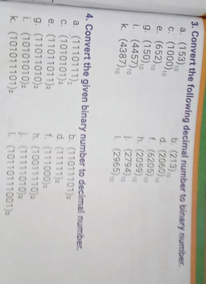 3. Convert the following decimal number to | StudyX