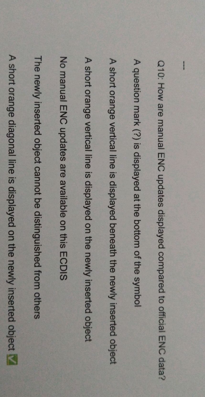 Q10: How are manual ENC updates displayed | StudyX