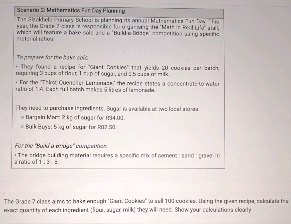 Simple Math Scenario Scenario 2: Mathematics Fun Day Planning The | StudyX