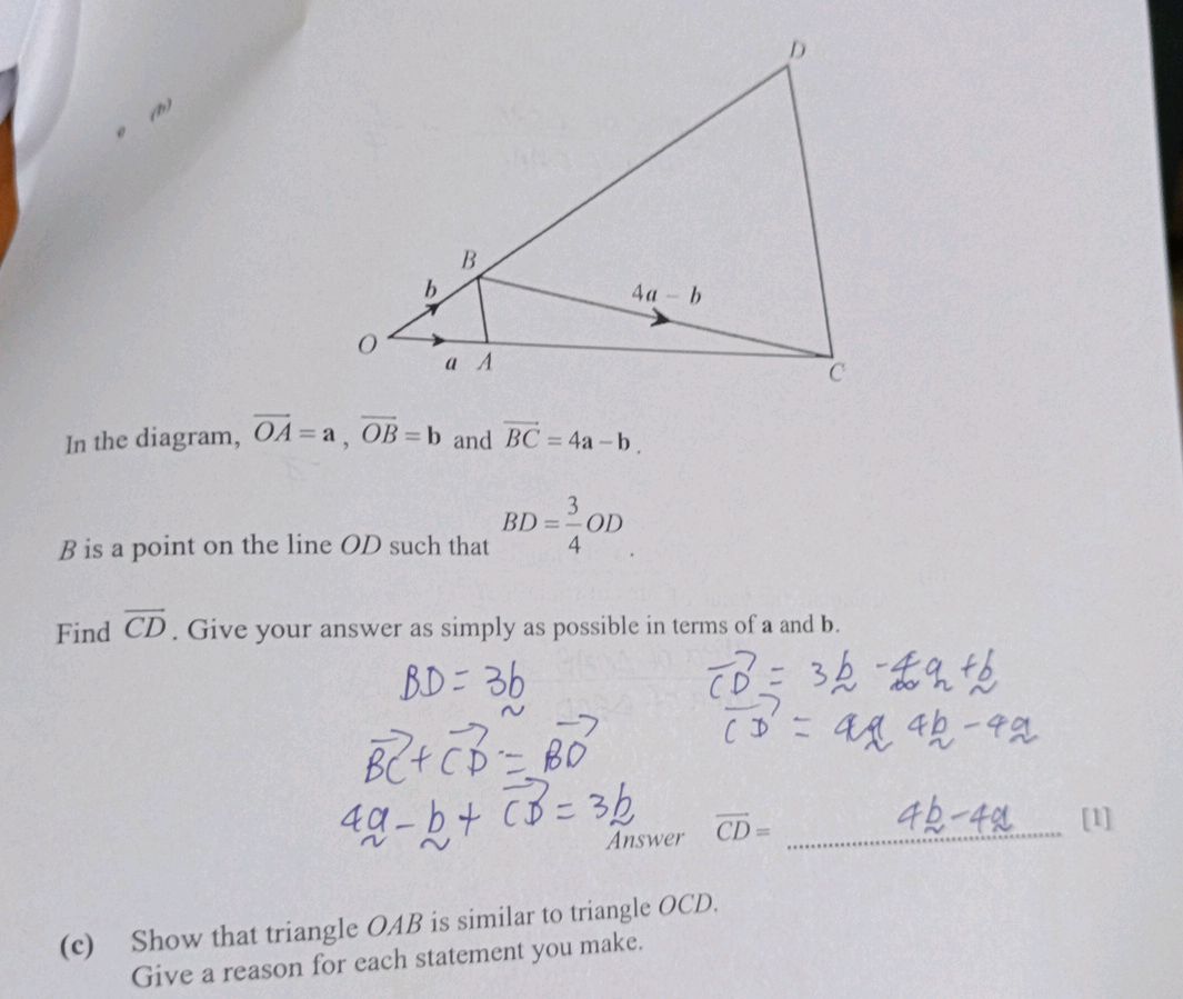 Ob Math Questions In the diagram, ${OA} = {a}$, ${OB} = {b}$ | StudyX
