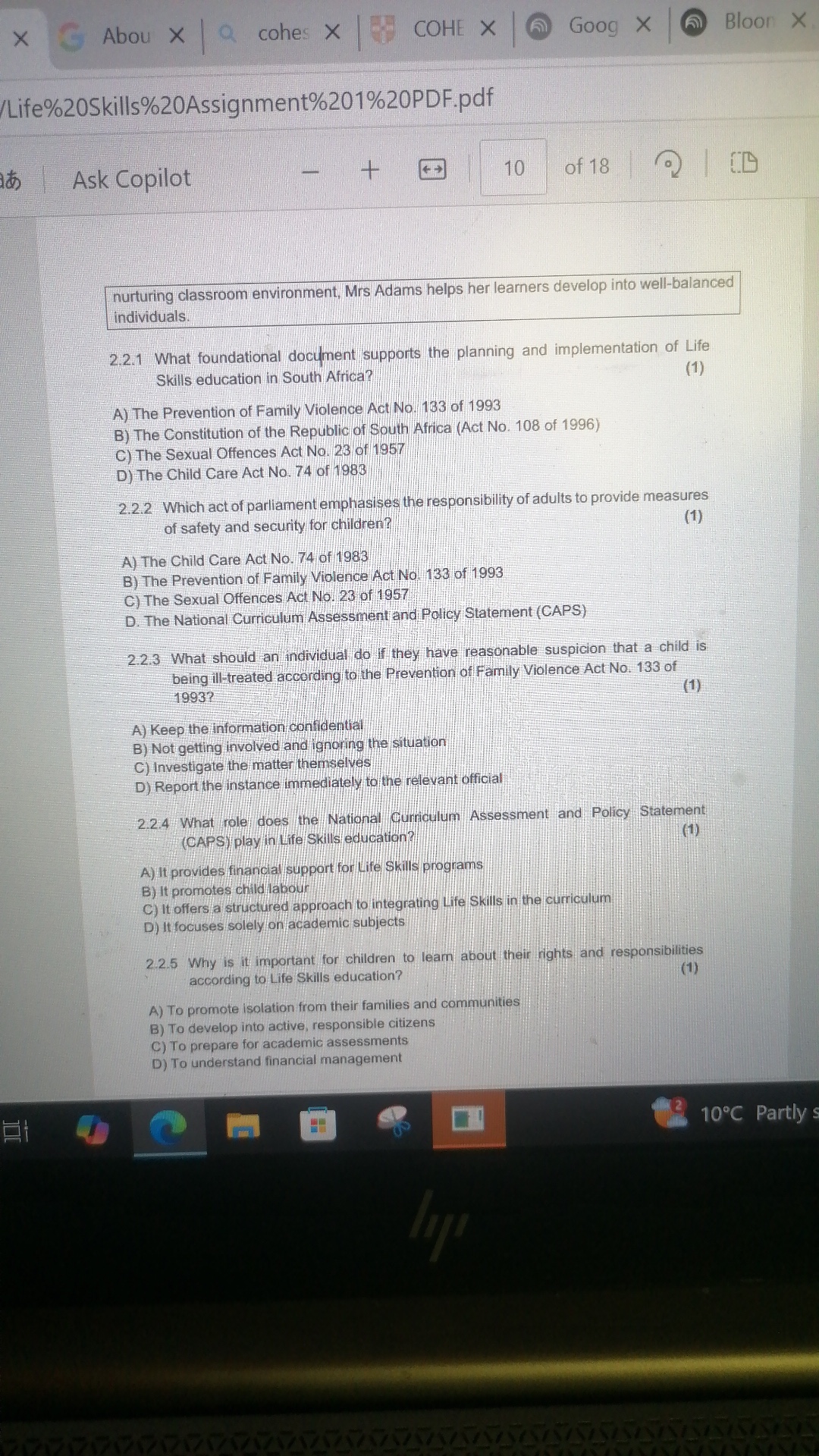 2.2 Read the case study below and answer the | StudyX