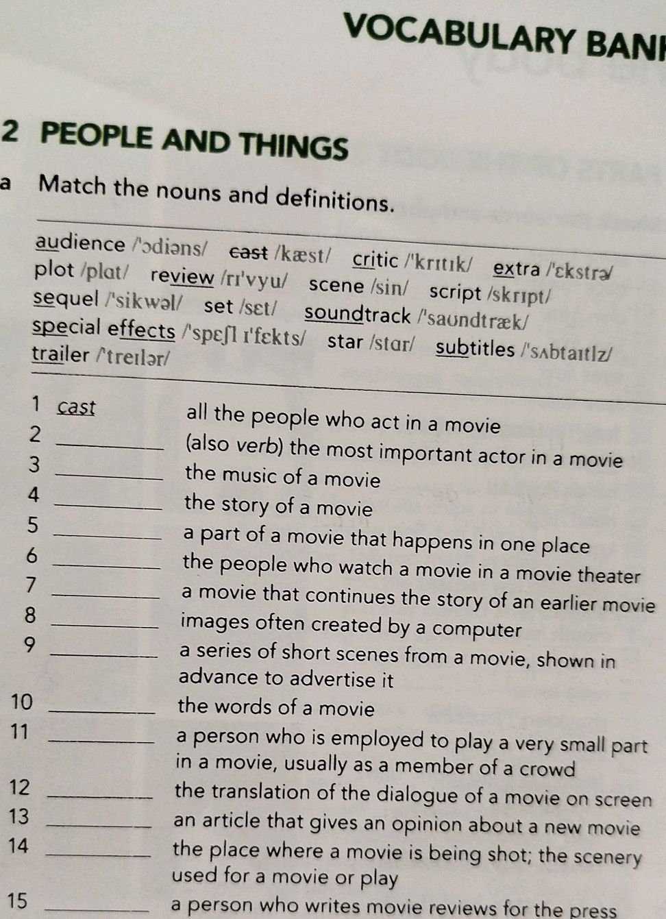 2 PEOPLE AND THINGS a Match the nouns and | StudyX