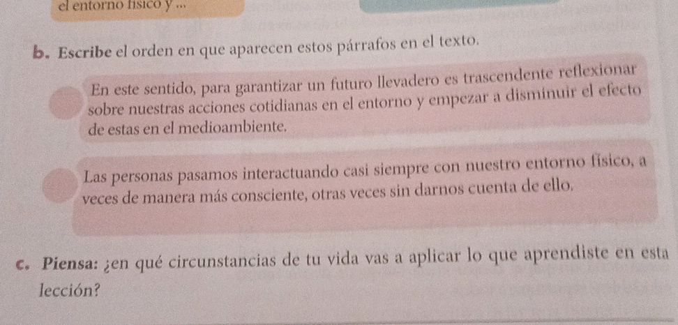 b. Escribe el orden en que aparecen estos | StudyX