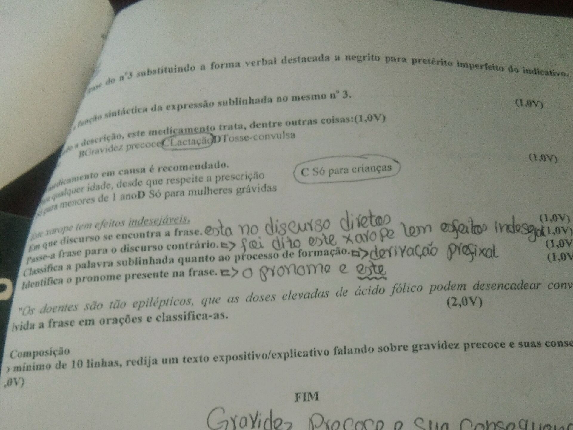 Função sintática da expressão sublinhada no