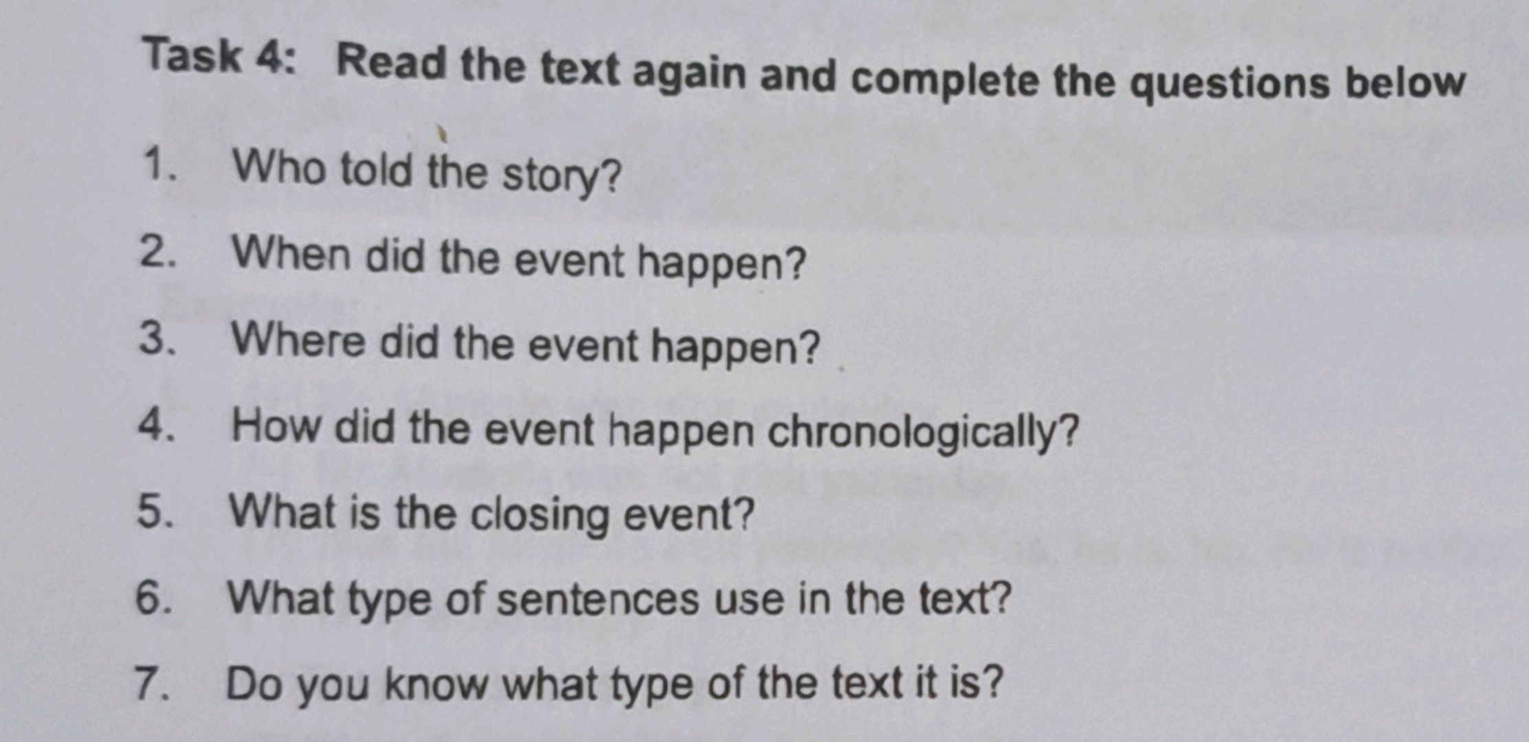 Task 4: Read the text again and complete the | StudyX
