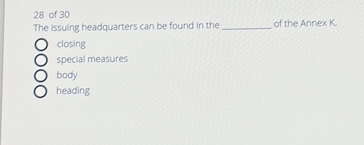 The issuing headquarters can be found in the | StudyX