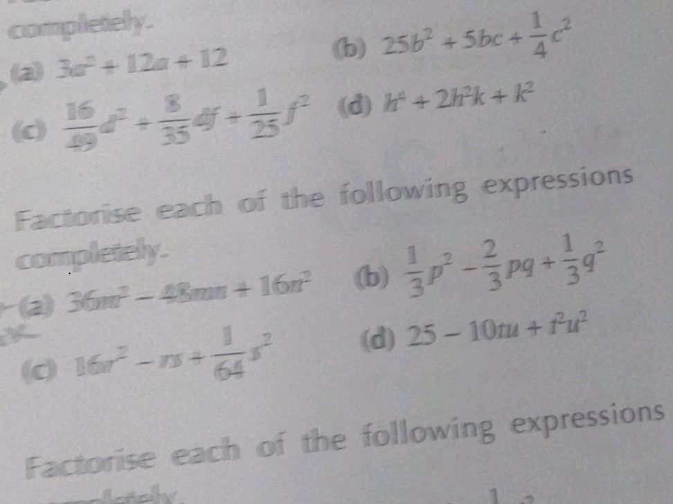 Factorize Expression Questions Factorise each of the following expressions