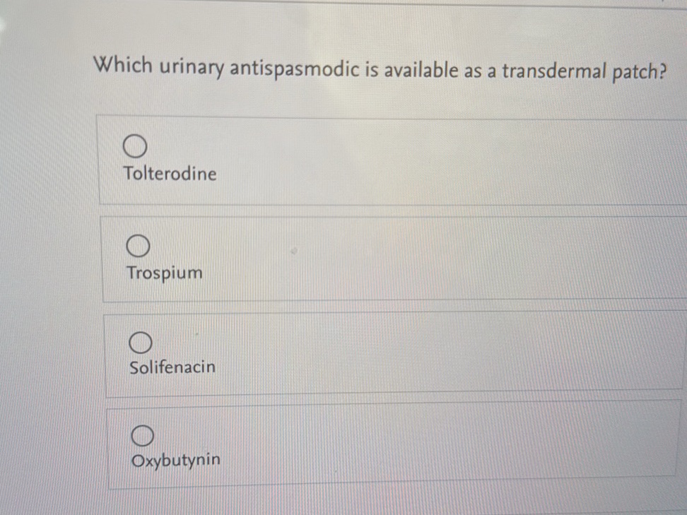Which urinary antispasmodic is available as | StudyX