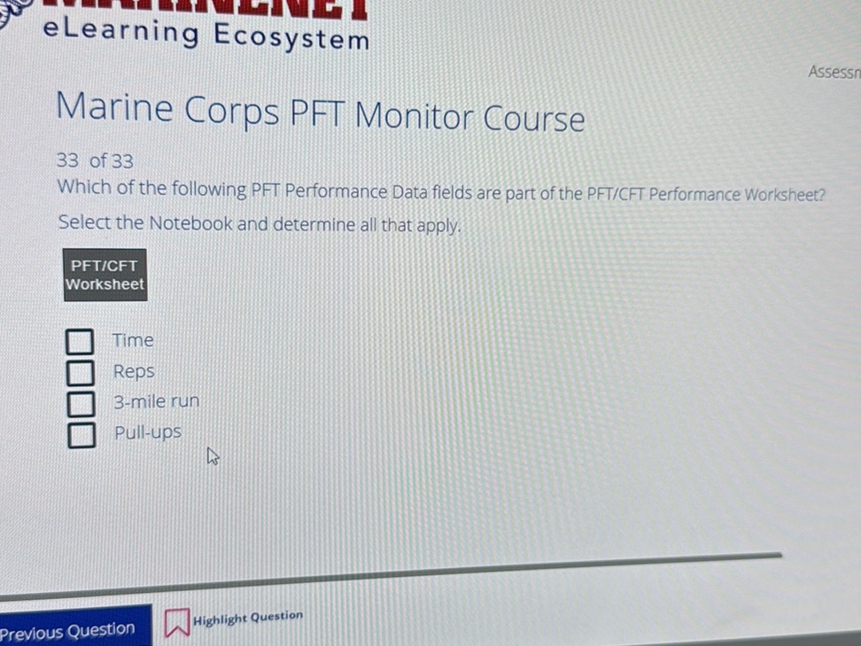 eLearning Ecosystem Assessn Marine Corps | StudyX