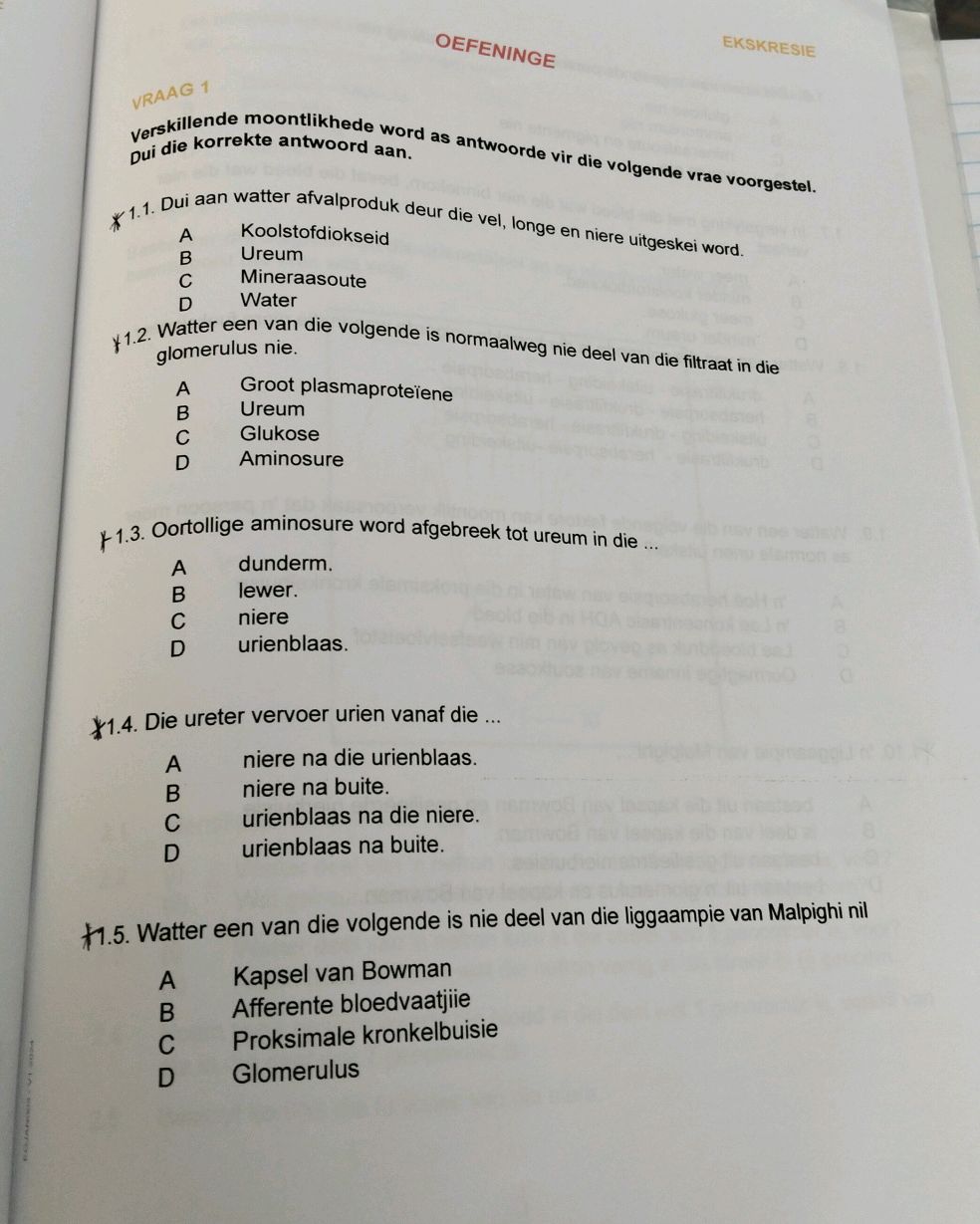 Dunderm OEFENINGE EKSKRESIE VRAAG 1 verskillende | StudyX