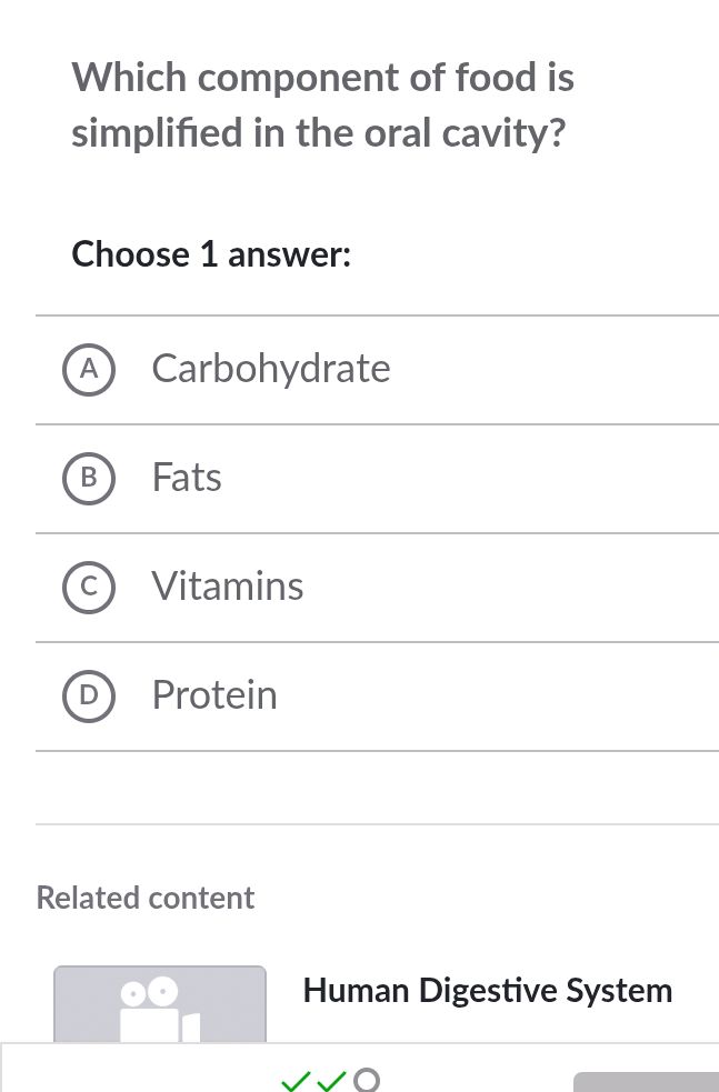 Which component of food is simplified in the | StudyX