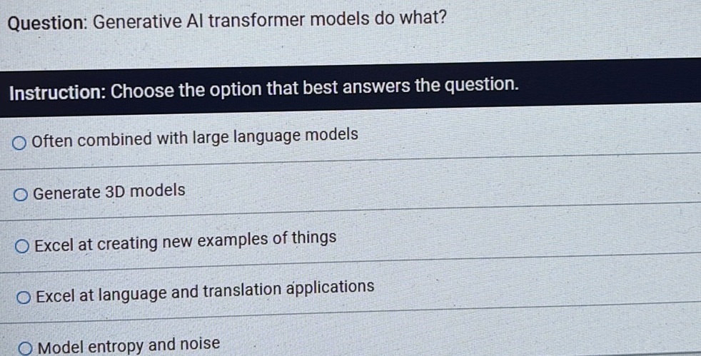 Question: Generative AI transformer models | StudyX