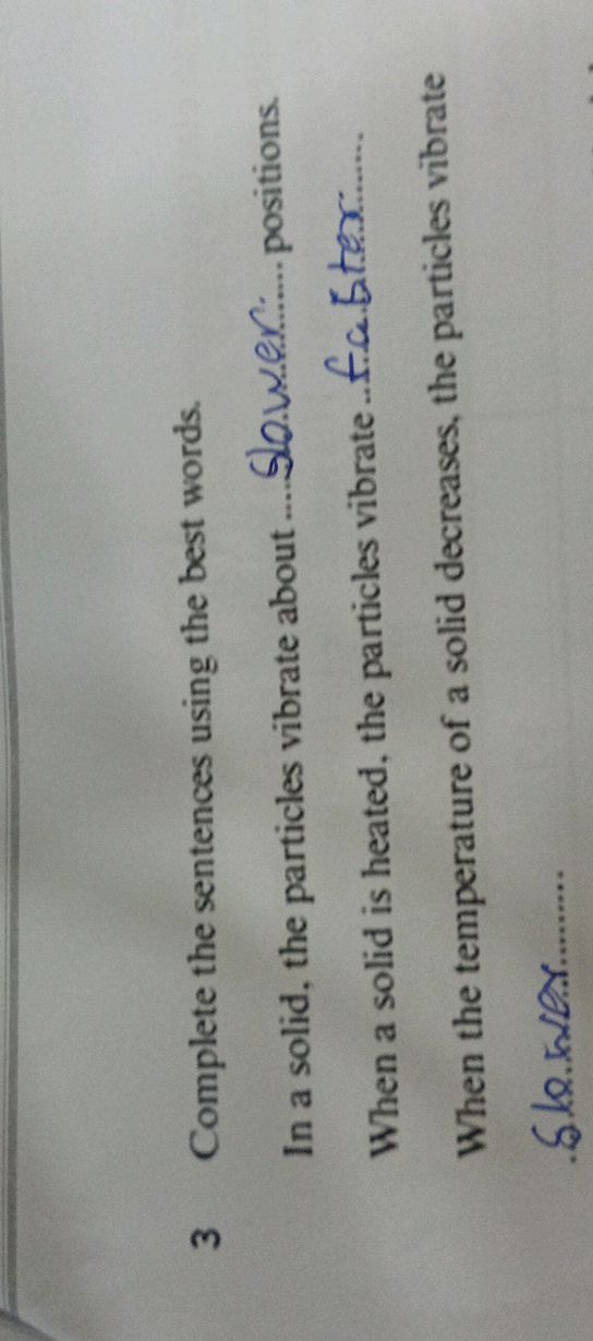 Solid Sentence Examples 3 Complete the sentences using the best