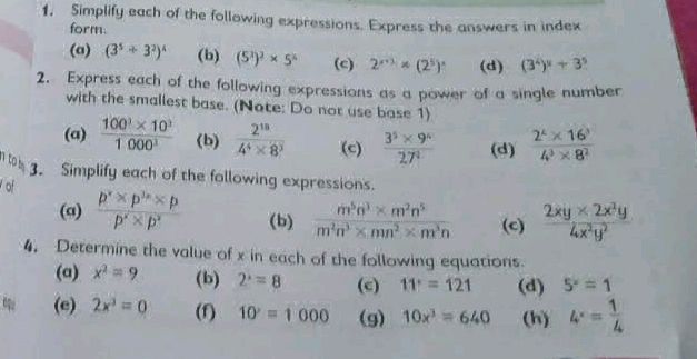 1. Simplify each of the following | StudyX