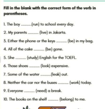 Fill in the blank with the correct form of