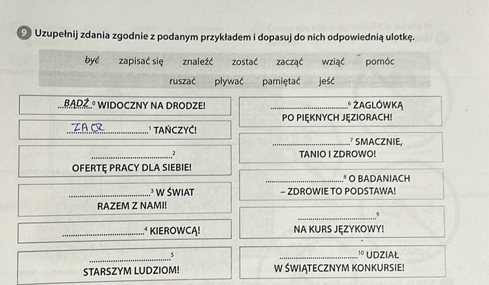Uzupełnij zdania zgodnie z podanym | StudyX