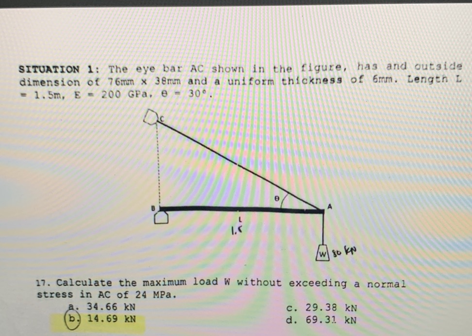 SITUATION 1: The eye bar AC shown in the