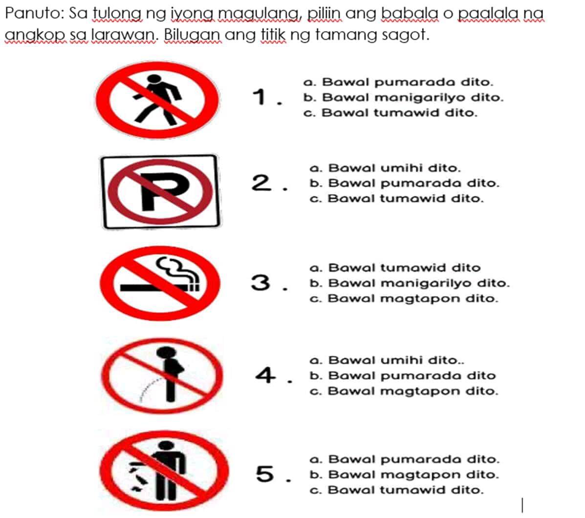 Panuto: Sa tulong ng iyong magulang, piliin | StudyX
