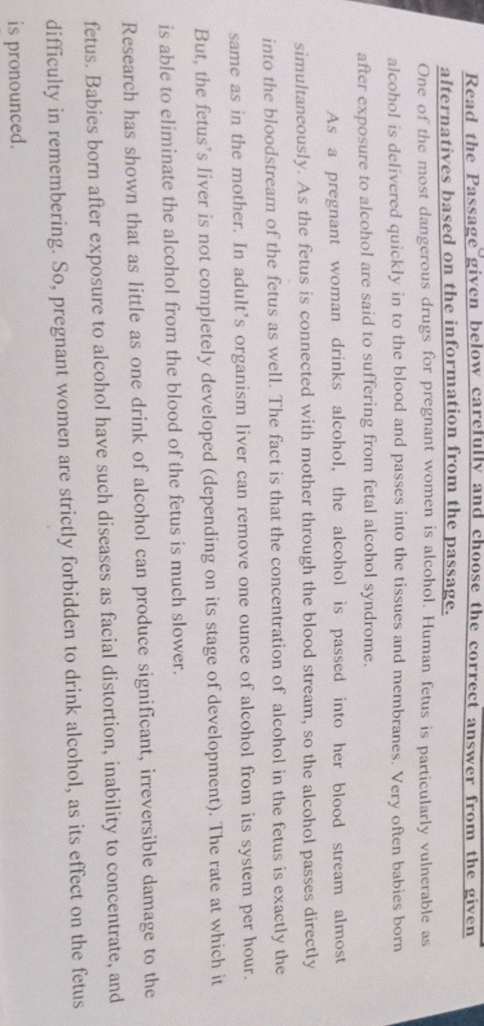 Read the Passage given below carefully and