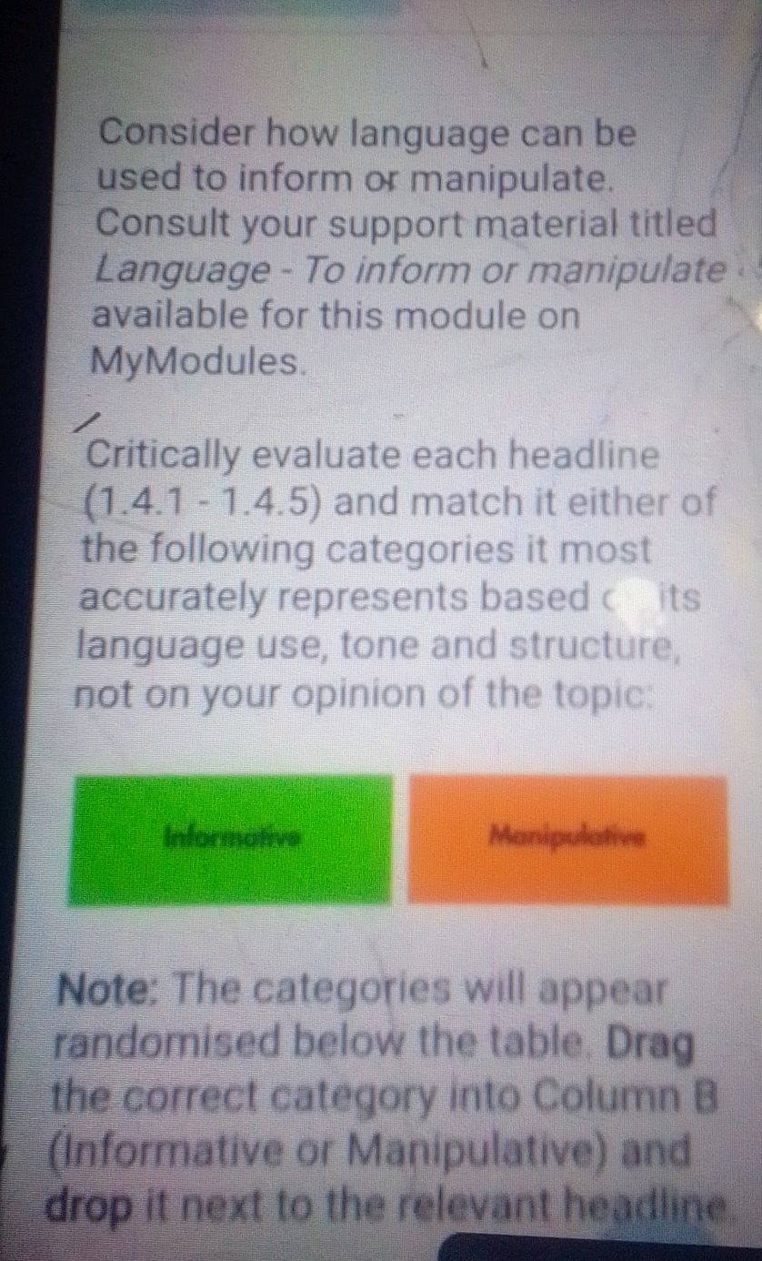 Consider how language can be used to inform | StudyX