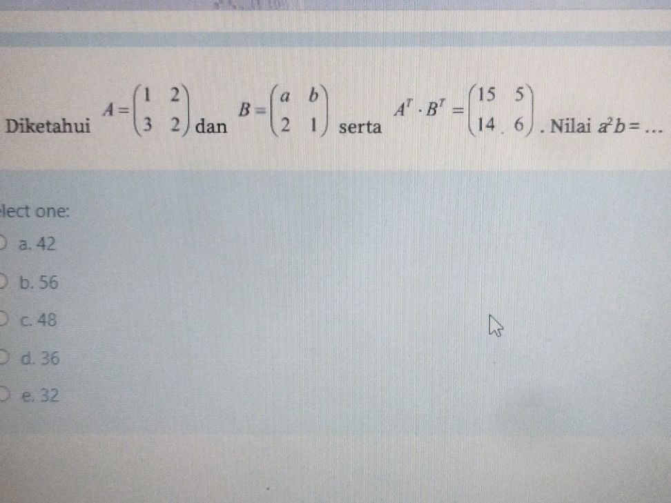 Diketahui A 1 2 3 2 Dan B A B 2 1 Studyx