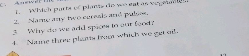Which parts of plants do we eat as